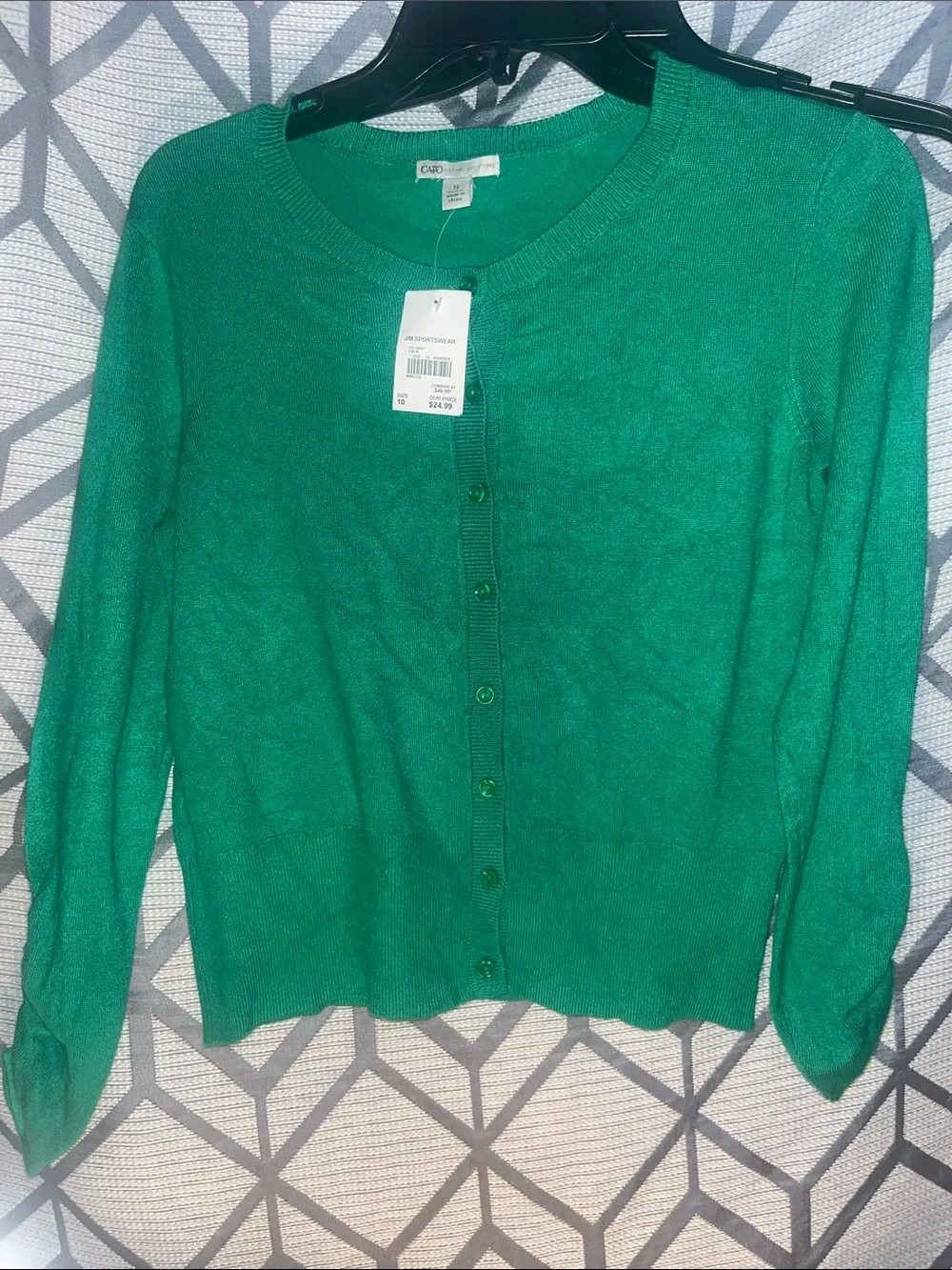 Cato Emerald Green Button-Front Women's Cardigan